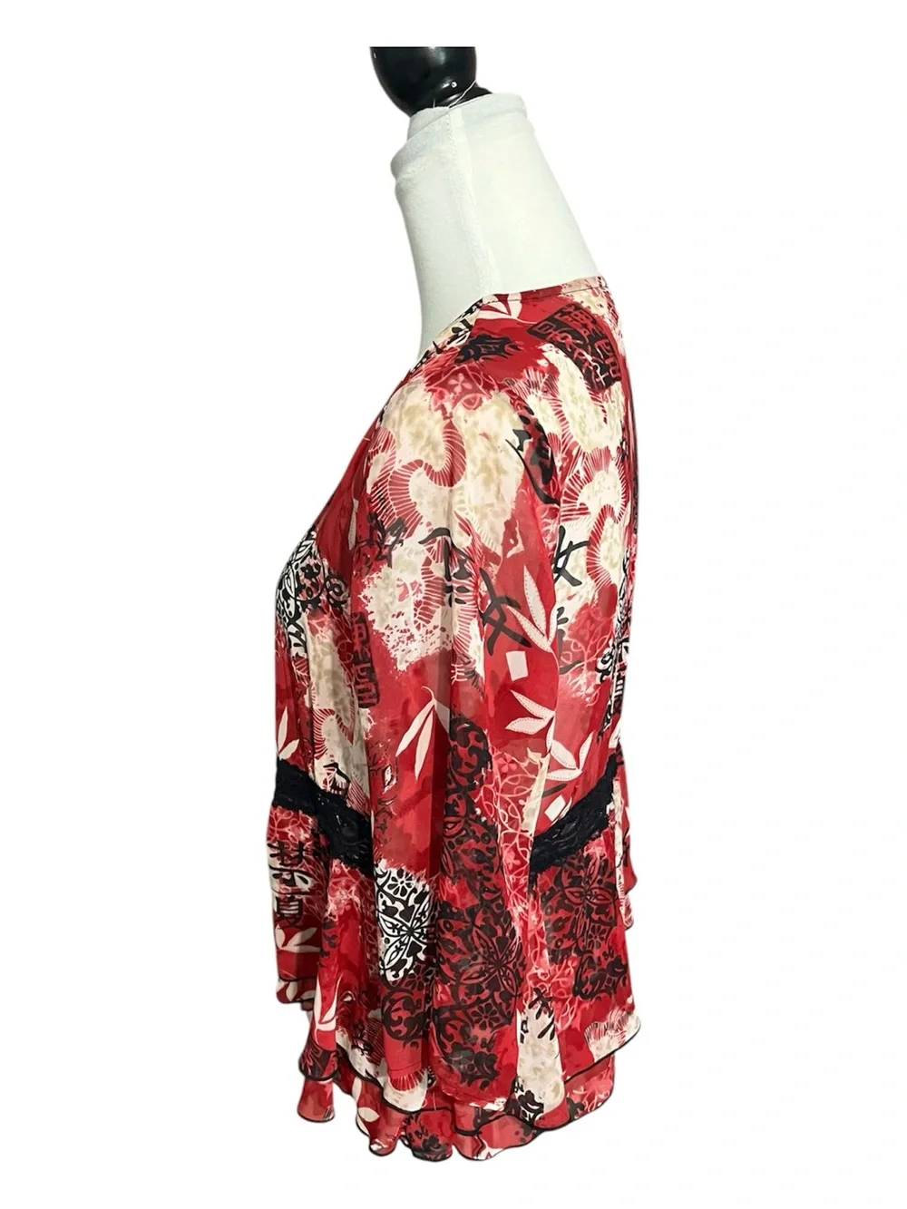 Dressbarn blouse petite xl floral tie front 
Polyester Kimono boho_6